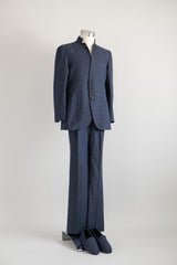 Stand collar denim-Suit NAVY[スタンドカラーデニムスーツ ネイビー]