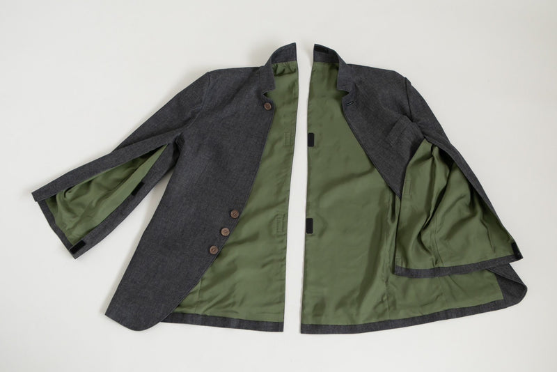 Stand collar denim-Suit Black [スタンドカラーデニムスーツ ブラック]