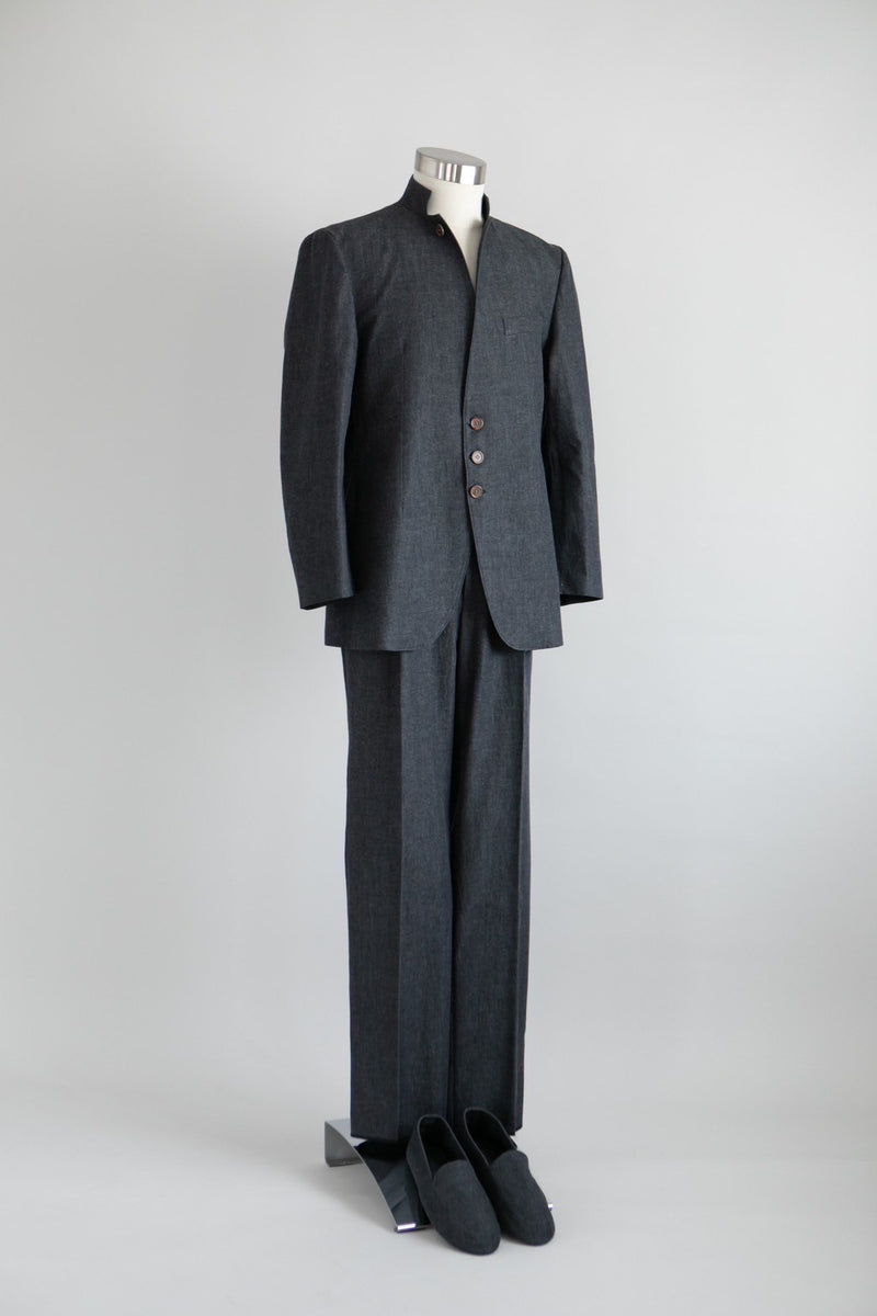 Stand collar denim-Suit Black [スタンドカラーデニムスーツ ブラック]