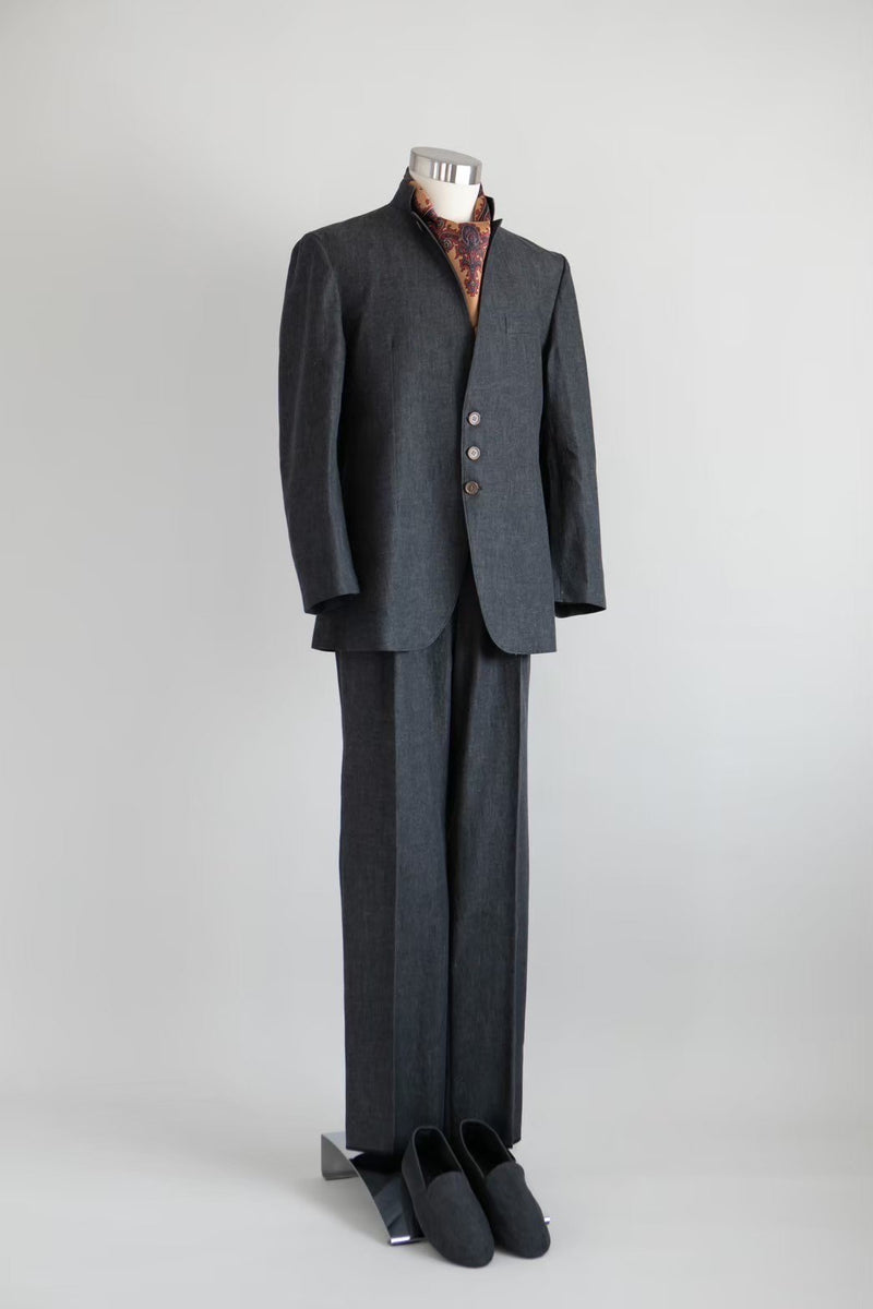 Stand collar denim-Suit Black [スタンドカラーデニムスーツ ブラック]